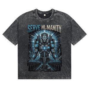 Nuevas Camisetas Transpirables de Alta Calidad al por Mayor para Hombre, Estilo Robot Personalizado, Tela Lavada al Ácido, Cuello Redondo, Manga Corta, Ropa Urbana - Product Image 1