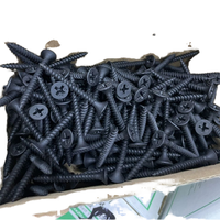 Vis à tête trompette noire pour plaques de plâtre, tailles M3 et M4, emballage en boîte, longueurs 25 et 12 mm, finition phosphate noire et plaquée