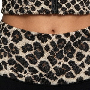 Trendy Women's 2 Piece Set Leopard Print Patchwork Cropped Zip Up Hoodie and High Waist Flare Pants Set Y2K Aesthetic Streetwear - Product Image 5