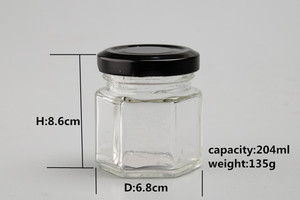Prêt à l'expédition 204 ml Offre Spéciale hexagone pot de miel en verre pour le stockage de nourriture avec le couvercle en métal de vis - Product Image 2