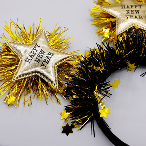 New Happy New Year Party Photo Props Creative Five-pointed Stars Shining Gold and Silver <strong>Hair</strong> Hoops England Style Material - Product Image 6