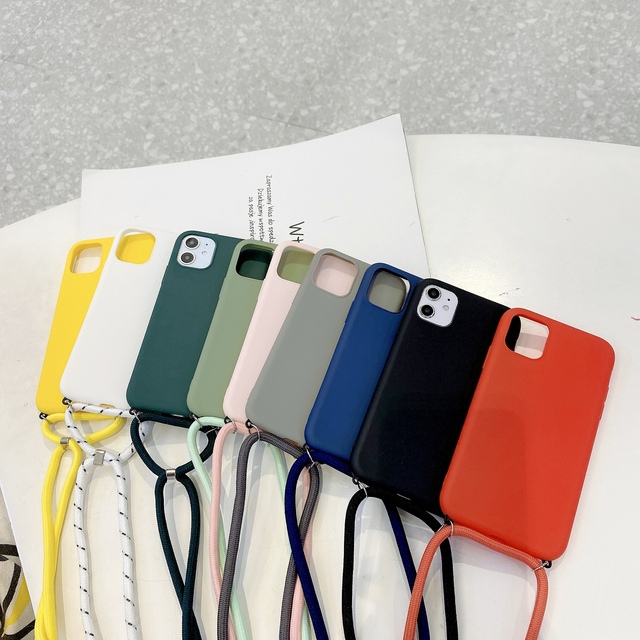 Silicone TPU Lanyard Phone Case for iPhone 12 13 11 Pro Max 7 8 Plus X XR XS Max Cover With Neck Strap Crossbody Necklace Cord