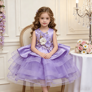 Vestido <span class=keywords><strong>de</strong></span> Lavanda para Niña Pequeña, Vestido Formal con Volantes, Traje <span class=keywords><strong>de</strong></span> Fiesta <span class=keywords><strong>de</strong></span> Cumpleaños para Bebé, Vestido <span class=keywords><strong>de</strong></span> Princesa para Niña <span class=keywords><strong>de</strong></span> las Flores en Bodas - Product Image 3
