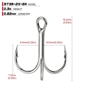 Anzuelo de pesca triples de acero al carbono, anzuelo de agua salada, fuerte Jigging, <span class=keywords><strong>3x</strong></span> <span class=keywords><strong>4X</strong></span>, precio barato - Product Image 2