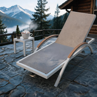 Chaise longue d'extérieur en aluminium avec dossier réglable, résistante aux intempéries, pour piscine, patio, jardin, cour arrière