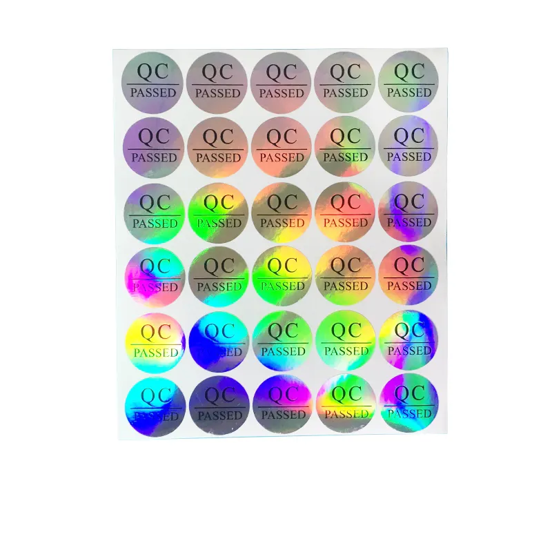 Custom Waterporoof Holographic Vinyl QC pass Number Round Hologram Label Sticker