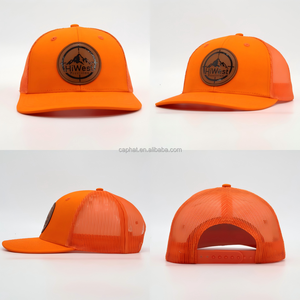 Gorra Trucker Richardson 112 de 6 Paneles con Bordado de Logotipo Personalizado <span class=keywords><strong>para</strong></span> Hombre, con Parche de Cuero de Camuflaje y Parte Trasera de Malla - Product Image 3
