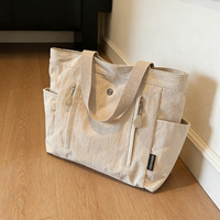 Sac fourre-tout en toile de couleur unie avec logo personnalisé JSBAG, grande capacité, ouverture double sens, pour femme, pour les trajets quotidiens, mode toutes saisons