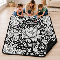 Couverture à colorier DIY à faible MOQ, motif floral noir et blanc, douce et lavable, pour canapé, chambre, salon, décoration artistique créative