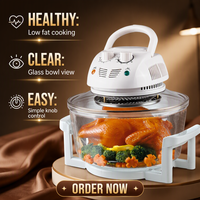 Four à Friture Sans Huile Halogène 12L, Grand Bol en Verre, Cuisson Rapide 1500W, Sans Huile, Sain, Faible en Gras, Multifonction, Appareil de Cuisine Domestique