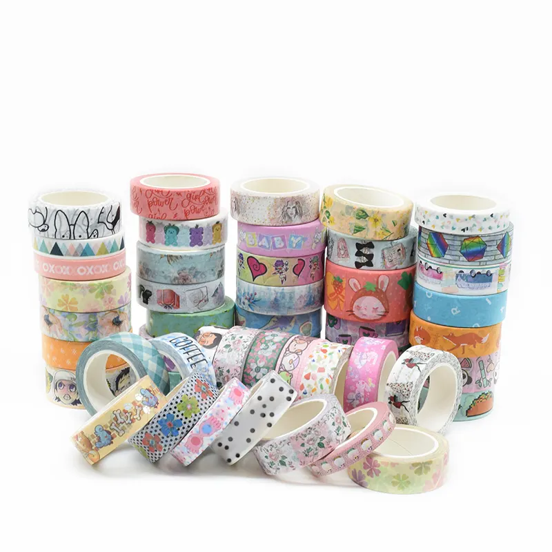 MOQ 100 Rolls Holidays Decor washi masking Paper Tape, Foil Laser 15mm Paper Custom Tape