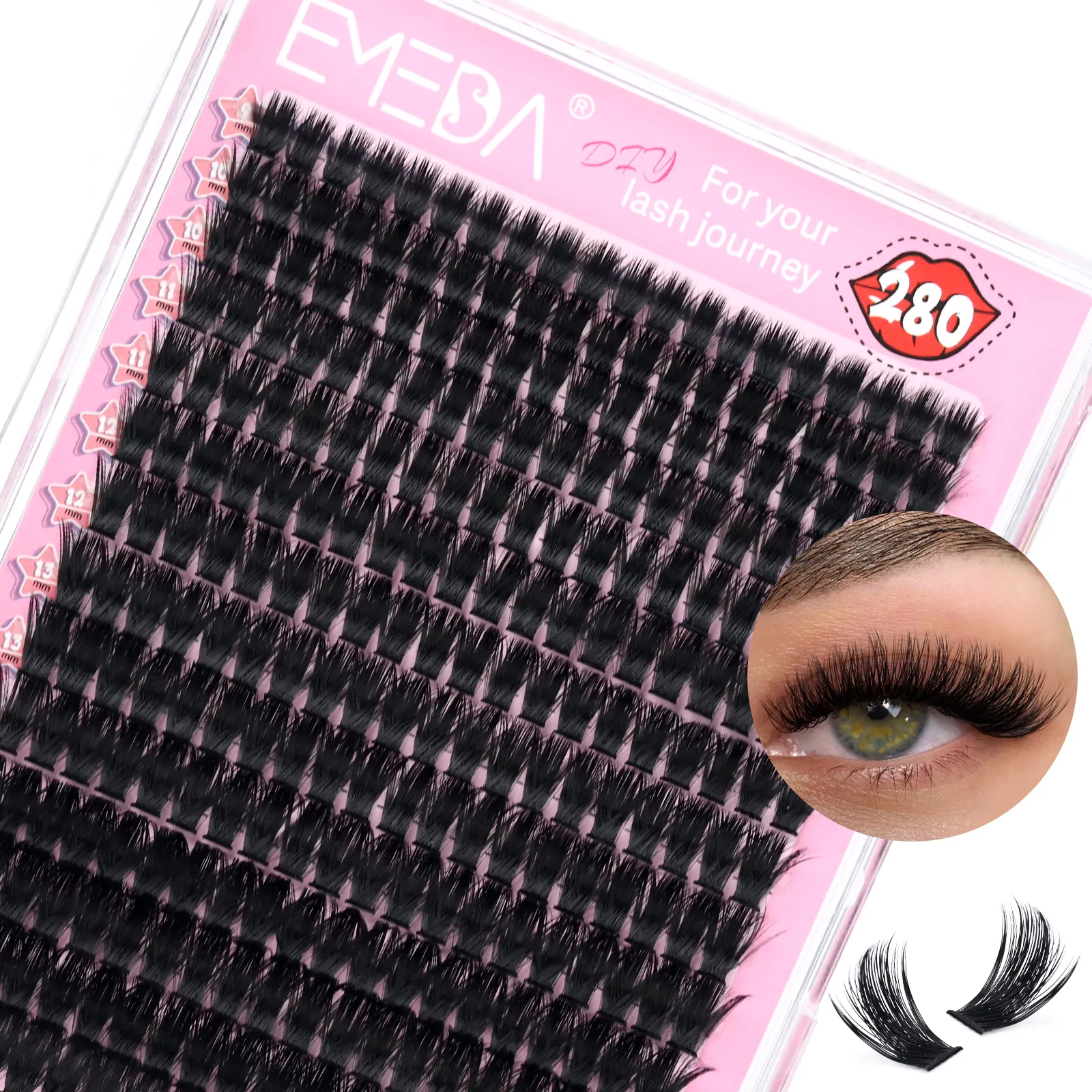 20D DIY Cluster Lashes Extensiones de pestañas individuales Estilos naturales Lash Bond and Seal