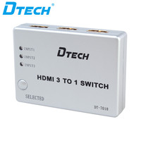Conmutador HDMI DTECH 1080P 3D, HDMI 3 en 1 Salida, Conmutador HDMI 3 a 1 con Control Remoto
