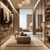 Armoire coulissante double vitrage sur mesure de luxe, grande armoire de chambre avec porte en MDF pour la maison et la chambre à coucher