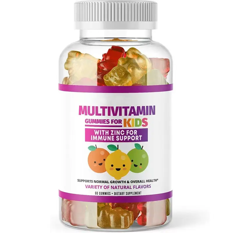 설탕 무료 Gummies Multivitamin 거미 비타민 C D3 아연 오메가 3 캔디 면역 시스템 곰 Gummies 어린이