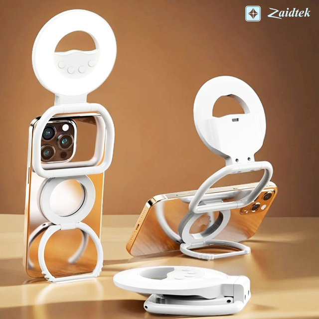 Multifunctional Portable Foldable Magnetic Light-up Beauty Handheld Photography Live-streaming Mobile Phone Stand Holder