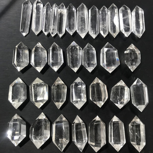 Cột tinh thể màu trắng tự nhiên, cột đôi tinh thể màu trắng trong hình dạng của kim cương tinh thần lấp lánh - Product Image 5