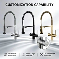 Robinet de cuisine à eau chaude/froide avec mitigeur 3/4/5 voies et 2 poignées, cartouche en céramique, pour usage en cuisine – Échantillon direct usine