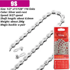 <span class=keywords><strong>Cadena</strong></span> de Bicicleta VXM con Recubrimiento Antioxidante, 6, 7, 8, 9, 10, 11 Velocidades, Plateada, Básica, 116 Eslabones, con Conector Rápido, Compatible con SHIMANO HG53 HG54 <span class=keywords><strong>HG601</strong></span> M6100 - Product Image 3