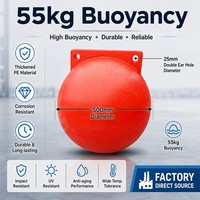 Flotador Industrial Marítimo OEM Personalizado de PE de 500mm con Doble Anclaje, Esférico Rojo, Anticorrosión, de Alta Resistencia, con Suspensión de Cable de Doble Anclaje