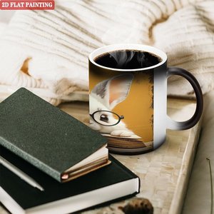 Taza de Oficina Moderna y Minimalista, Negra Esmerilada, 11 oz, Cerámica, Sensible al Calor, Taza Mágica - Product Image 3