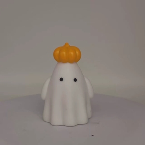 Veilleuse LED Citrouille Fantôme d'Halloween, Décoration de Table Effrayante avec Lumière Chaude Scintillante pour Maison, Cheminée, Fête, Festival, Cadeau - Product Image 2