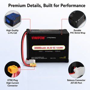 Batterie de drone rechargeable haute tension 12S 44,4V 30000mAh Li-Po pour protection agricole avec connecteur XT60 - Product Image 4