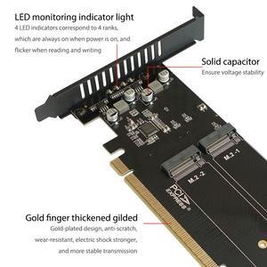 4 Bay Pcie 3.0 x16 ถึง <span class=keywords><strong>M</strong></span>.<span class=keywords><strong>2</strong></span> <span class=keywords><strong>M</strong></span> Key 4 Bay nvme การ์ดแสดงอักษร RAID X16 การ์ด PCIe - Product Image 2
