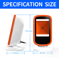 Lecteur de codes-barres 2D de bureau à détection automatique USB pour caisse de supermarché et système de paiement TPV GT-9207A
