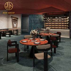 Ensemble <span class=keywords><strong>de</strong></span> meubles <span class=keywords><strong>de</strong></span> <span class=keywords><strong>restaurant</strong></span> <span class=keywords><strong>de</strong></span> restauration rapide avec table ronde en pierre frittée moderne, chaise en cuir, table et banquette, canapé pour café - Product Image 5