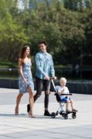 Chariot multifonctionnel 5-en-1 en tissu léger à 4 roues Chariot d'extérieur pliable luxueux pour bébé de 6 à 3 ans