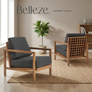 Outdoor Lounge Chair Cushioned Patio Armchair <b>Wooden</b> <b>Frame</b> Garden <b>Sofa</b> Modern Deck Seating - Product Image 2