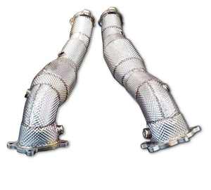 Collecteur d'échappement haute performance en acier inoxydable 304 avec catalyseur pour Audi S6 S7 S8 RS6 RS7 C7 4.0T V8 2012–2018 avec bouclier thermique sans voyant d'avertissement (CEL) - Product Image 1