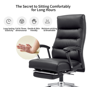 Amostras grátis Black Leather boss <span class=keywords><strong>Chair</strong></span> Atacado com Leg <span class=keywords><strong>Rest</strong></span> Work Office Furniture Factory Management Ceo Office Leather Chairs - Product Image 3