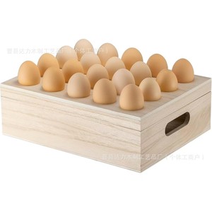 Caja de Almacenamiento de Huevos de Madera de Doble Capa con Asa, Organizador de Cocina para Escritorio - Product Image 4