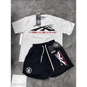 เสื้อยืดเซ็ต Stock NFC Hell Star ทรงโอเวอร์ไซส์ สไตล์ฮิปฮอป สตรีทแวร์ ลุควินเทจ ผ้าคอตตอนฟอกสี เสื้อแขนสั้น ชุดเซ็ตสำหรับผู้ชาย - Product Image 2