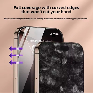 ฟิล์มกระจกนิรภัยแบบใสไร้ขอบดำ ป้องกันฝุ่น สำหรับ iPhone17 iPhone16 Pro Max ป้องกันหน้าจอเต็มรูปแบบ F - Product Image 3