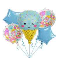 Ballons en aluminium en forme de bonbons glacés de dessin animé mignons, 5 pièces, beignets, décoration de fête d'anniversaire, de remise de diplôme, de Noël, du Nouvel An