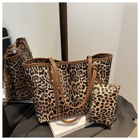 Nueva llegada bolso de mano de gran capacidad con estampado de leopardo de moda con monedero de bolsillo conjunto de 2 uds