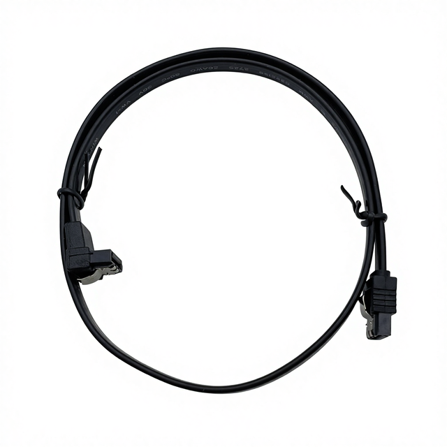 0.5M Right Angled SATA 6Gbs Data Cable with Latch.Black Colour