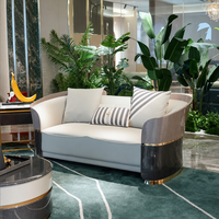 Meuble TV de luxe italien design, avec plateau en marbre incurvé, laqué brillant, pour villa, console multimédia, meuble de rangement