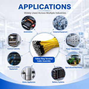 Cavo di messa a terra con terminale ad anello giallo personalizzato per applicazioni industriali, automobilistiche, OEM e ODM - Product Image 3