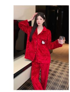 <span class=keywords><strong>Pigiama</strong></span> Premium in velluto oro <span class=keywords><strong>donna</strong></span> autunno/inverno manica lunga nuovo simpatico cartone animato camicie da notte gatto cielo stellato KT - Product Image 6