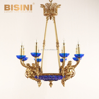 Lampe de plafond de mariage antique pour la maison, éclairage de qualité classique, lustres rococo élégants, cristal vert, laiton doré, lampe suspendue