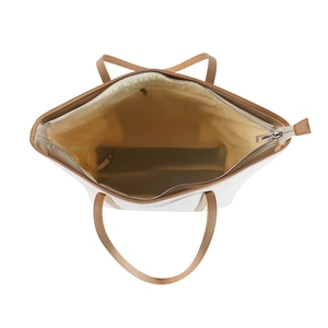 Sac fourre-tout en toile personnalisé avec fermeture éclair, deux poignées, résistant à l'eau, gris clair et beige, style minimaliste, sac de shopping - Product Image 3