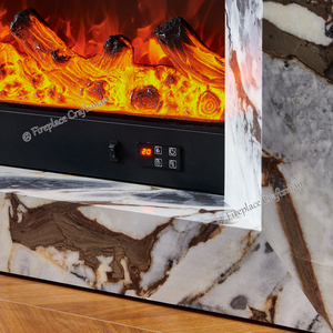 Chimeneas eléctricas de lujo modernas de imitación de mármol gris Mdf pieza de manto independiente chimenea envolvente con kit de repisa de mármol - Product Image 6