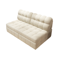 Sofá Cama Doble Reclinable Moderno, Tapizado en Tela Negra, Relleno de Algodón Modular, Multifuncional, Extensible, Plegable para Sala de Estar o Dormitorio