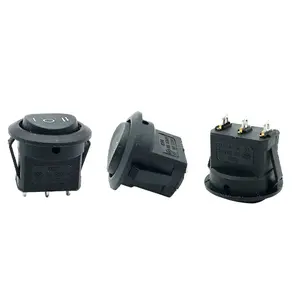 KCD1 breve piedini impermeabile 3 vie interruttore NUOVO DPST Automotive Rotonda Rocker Switch Nero