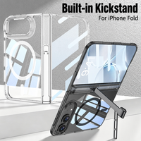 Coque de téléphone magnétique transparente pour iPhone Duo avec béquille intégrée, protection intégrale, antichoc, airbag, anti-chute