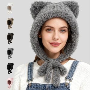 2026 nouveau Style mignon femmes hiver chaud chat <span class=keywords><strong>oreille</strong></span> thermique <span class=keywords><strong>Ski</strong></span> fête tricoté bonnet chapeaux - Product Image 1